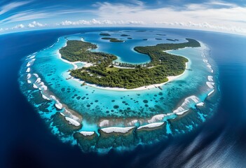 Baa Atoll aerial panorama Maldives - obrazy, fototapety, plakaty