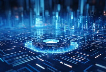 Big Data Concept. Blue Futuristic Digital Style.