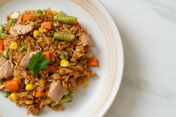 pork fried rice on white plate