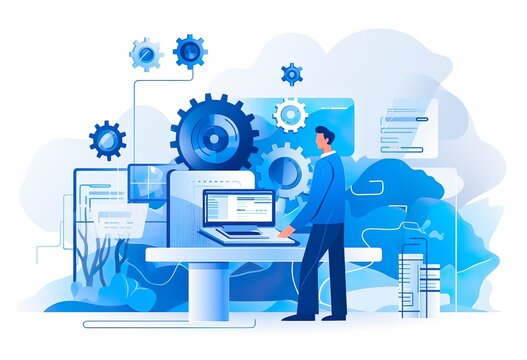 Business processes automation abstract concept