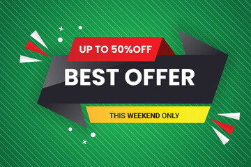 Vector mega sale discount banner  promotion with the green  background and  super offer banner template with editable text effect