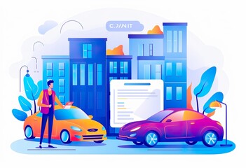 Obraz na płótnie Canvas Renting car online abstract concept vector illustration
