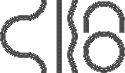 道路の交通イラストによる素材セット