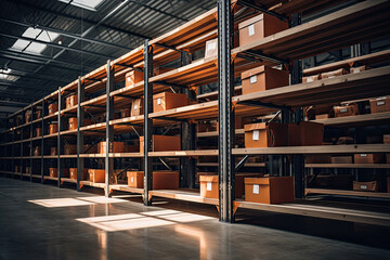 Empty shelves at warehouse, Generative AI