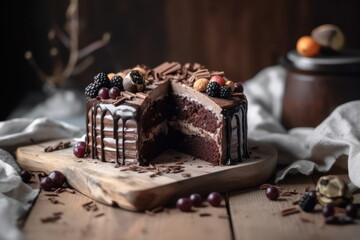 Obraz na płótnie Canvas chocolate cake, dessert on the table