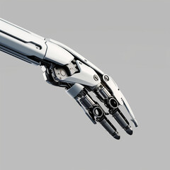 Fototapeta premium Robotic Arm Mechanical 3D Science Fiction Sci-fi Hand Assist Task Droid Metal Science Technology Industrial Manufacturing Assembly Joint Articulation Automated Steel Forearm Wrist 