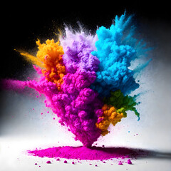 Fototapeta na wymiar Multi-Colored Holi Powder Paint Explosion