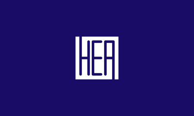 monogram logo initial letter H E A in square shape