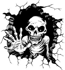 Skull In The Wall SVG, Skull SVG, Sugar Skull SVG, Skull Head svg, Emotionless Skull svg, Halloween svg, Scary svg, Spooky svg, Wall Art svg