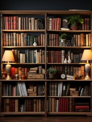 Modern night bookshelf book desktop close - up pictures, high - definition pictures, minimalist