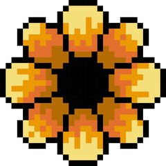 Orange flower shape pixel style icon