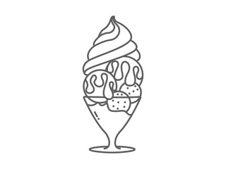 black and white line art of ice cream design