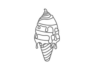 black and white line art of ice cream