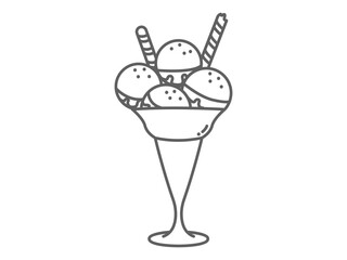 line art ice cream in glass