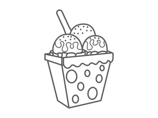 line art ice cream on box