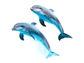 Obraz premium Twin dolphins are a symbol of lovers because dolphins will love each other until one of them dies apart, which means 