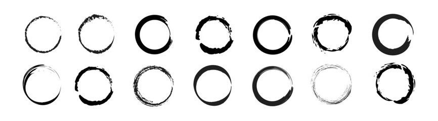 Black simple round brush circle vector	
