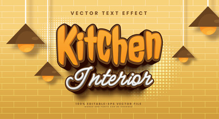 Kitchen interior editable vector text effect, for interior design needs.