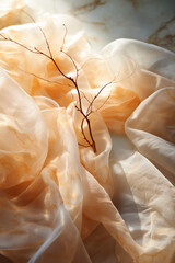 Light background, silky table top texture, scenery. AI generative