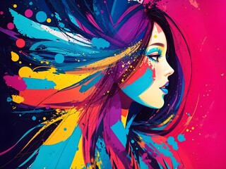 Naklejka premium Vibrant and captivating colorful abstract girl illustration available on Adobe Stock
