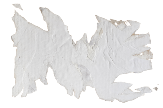 White poster paper was glued and peeled off the wall