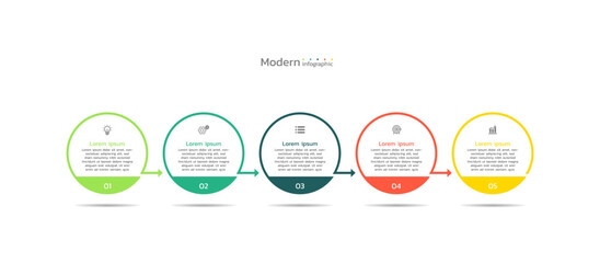 Presentation business infographic design template with 5 steps
