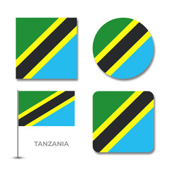 tanzania flag set design illustration template file format png transparent, national flag set design template illustration vector design with shadow