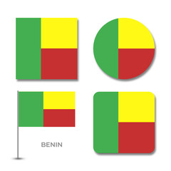 benin flag set design illustration template file format png transparent, national flag set design template illustration vector design with shadow