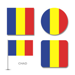 chad flag set design illustration template file format png transparent, national flag set design template illustration vector design with shadow