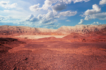 Fototapeta na wymiar Desert nature landscape. Sandstone rocks in Timna park, Israel