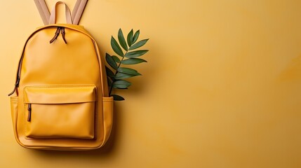 School desk with school accessory and backpack, back to school on isolated background, 3D Illustration