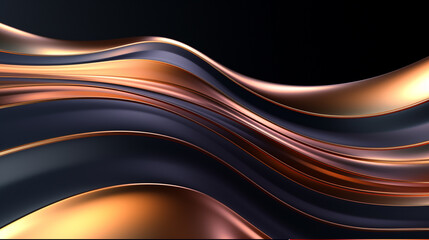 Fototapeta premium Metallic abstract wavy liquid background layout design tech innovation black background