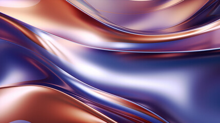 Fototapeta premium Metallic abstract wavy liquid background layout with glow