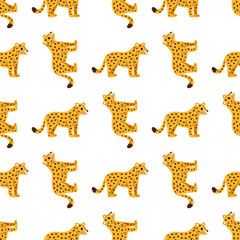 Seamless pattern with cute wild leopards or cheetahs.