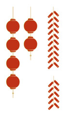 Vector material of Chinese traditional festival firecrackers and lanterns