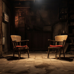 Two chairs in an old house