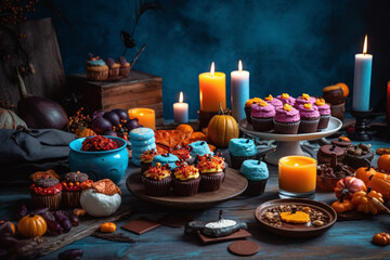 Fototapeta premium Fresh foods on wooden table, enticing and healthy desserts.
