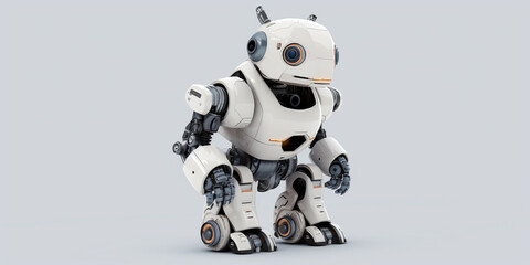 Isolated Mini Droid Robot Character Robotic Assistance Technology Artificial Intelligence 3D Bot Machine