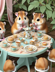 Hamster forest tea party leonardo.ai