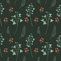 Hand drawn lily of the valley floral seamless pattern