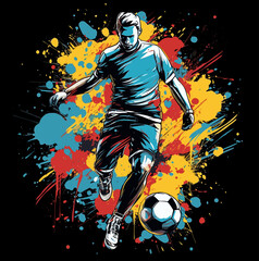 Playing football a player, t-shirt design vector 