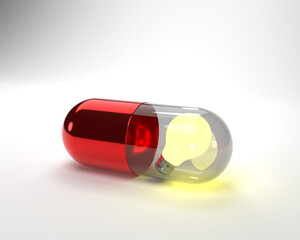 Idea booster capsule pills on white background. 3D render.