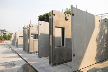 Prefabricated concrete walls for building office buildings and residential houses. Precast...