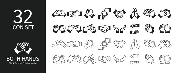 Set of hand-signed icons by two hands