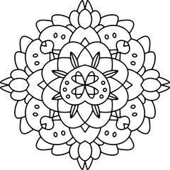 Mandala outline for adult coloring page