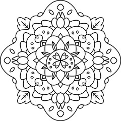 Mandala outline for adult coloring page