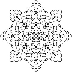 Mandala outline for adult coloring page