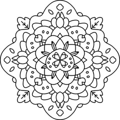 Mandala outline for adult coloring page