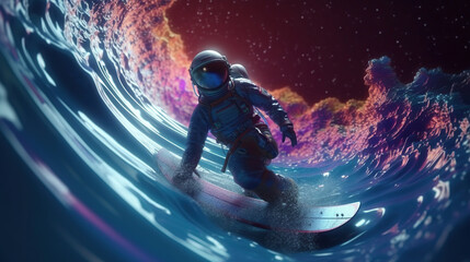Obraz na płótnie Canvas astronaut surfing in space