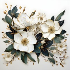 White background with gold frame and aesthetic color. AI Generative